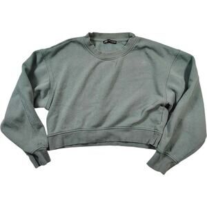 Zara Women's Green Cropped Crew Neck Sweater Size S **PLEASE READ**
